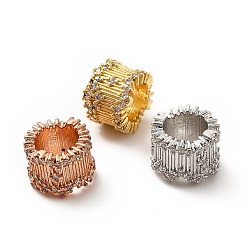 Mixed Color Rack Plating Brass Micro Pave Cubic Zirconia Beads, Long-Lasting Plated, Lead Free & Cadmium Free, Column, Mixed Color, 10x7mm, Hole: 6.3mm