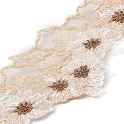 Papaye 15 mètres de ruban de dentelle en polyester brodé de fleurs, pour accessoires de vêtement, plat, papayawhip, 2-1/8 pouces (54 mm)