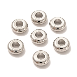 Real Platinum Plated Brass Spacer Beads, Long-Lasting Plated, Flat Round/Disc, Heishi Beads, Real Platinum Plated, 6.5x2.5mm, Hole: 2.5mm