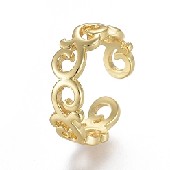 Золотой Регулируемые латунные кольца на мыске, открытые манжеты, открытые кольца, золотые, Размер 4, внутренний диаметр: 14.5 мм