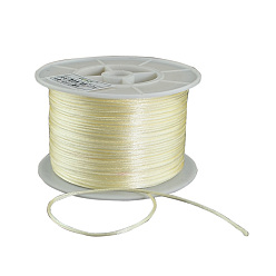 Jaune Verge D'or Fil de nylon ronde, corde de satin de rattail, pour création de noeud chinois, jaune verge d'or clair, 1mm, 100 yards / rouleau