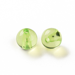Vert Jaune Perles acryliques transparentes, ronde, vert jaune, 10x9mm, trou: 2 mm, environ 940 pcs / 500 g