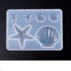 Shell Shape Moules en silicone diy coquillages et étoiles de mer, moules de résine, outils de moule d'artisanat en argile, Motif de coquille, 85x63x10mm