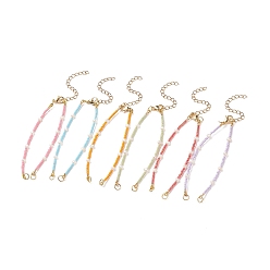 Mixed Color Glass Seed Beaded Bracelets, for Link Bracelet Making, with 304 Stainless Steel Extender Chain & Lobster Claw Clasp, Mixed Color, 17x0.2cm, Hole: 3.6mm, 6pcs/set