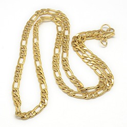 Golden Trendy Men's 201 Stainless Steel Mother-Son Chain Necklaces, with Lobster Claw Clasps, Golden, 23.22 inch(59cm)