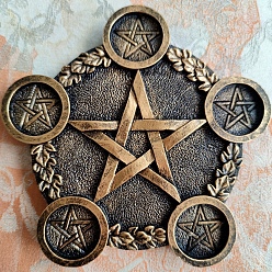 Verge D'or Foncé Bougeoirs en forme d'étoile en résine, chandeliers d'autel, fournitures de divination, décoration de la maison parfaite, verge d'or noir, 19x19x1.5 cm