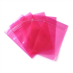 Deep Pink Plastic Transparent Zip Lock Bag, Storage Bags, Self Seal Bag, Top Seal, Rectangle, Deep Pink, 18x12x0.15cm, Unilateral Thickness: 3.1 Mil(0.08mm)