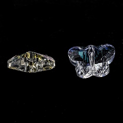 Claro Perlas de vidrio transparentes, facetados, mariposa, Claro, 12x15x8 mm, agujero: 1.5 mm