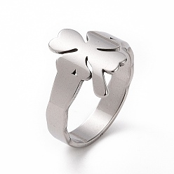 Нержавеющая Сталь Цвет 201 кольцо из клевера из нержавеющей стали, широкое кольцо для женщин, цвет нержавеющей стали, размер США 6 1/2 (16.9 мм)