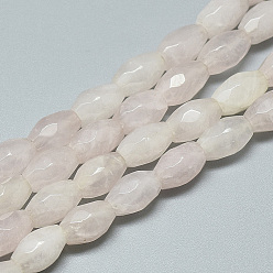 Cuarzo Rosa Natural aumentó de perlas de cuarzo hebras, facetados, oval, 8.5~9x6 mm, agujero: 1 mm, sobre 22 unidades / cadena, 8.07 pulgada