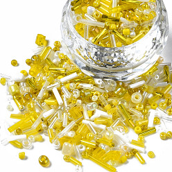 Желтый Бисер из стекла , разнообразные, разнообразные, желтые, 1~7x2~4 мм, отверстие : 0.7~1 мм, около 450 г / фунт