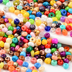 Couleur Mélangete 6/0 perles de rocaille de verre, mixedstyle, trou rond, ronde, couleur mixte, 6/0, 3.5~5x3~5mm, trou: 1.2 mm, sur 450 g / sac