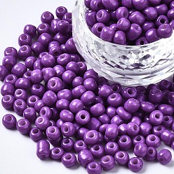 Dark Orchid 6/0 Glass Seed Beads, Baking Paint, Round Hole, Round, Dark Orchid, 4~5x3~5mm, Hole: 1.2~1.5mm, about 4500pcs/Pound