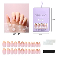 Pink Plastic Full Cover False Nail Tips, Press-On Nail Art Detachable Manicure, Trapezoid, Pink, 17.1~22.8x7~13.6mm, 24pcs/box