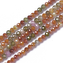 Coloré Perles de zircon cubique, facette, ronde, colorées, 3x2.5~3mm, Trou: 0.3mm, Environ 114~141 pcs/chapelet, 15.1~16.4 pouce (38.4~41.8 cm)