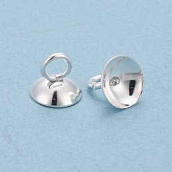 Silver 201 Stainless Steel Bead Cap Pendant Bails, for Globe Glass Bubble Cover Pendants, Silver, 7x8mm, Hole: 3mm