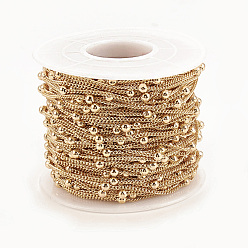 Real 18K Gold Plated Soldered Brass Curb Chains, Twist Chains, Round Beads, with Spool, Real 18K Gold Plated, 2.5x1.1x0.3mm, about 98.42 Feet(30m)/roll
