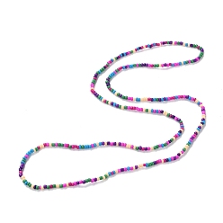 Deep Pink Waist Beads, Candy Color Glass Seed Beads Stretch Body Chain, Sunmmer Jewelry for Women, Deep Pink, 31-1/2~31-7/8 inch(80~81cm)