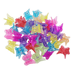 Mixed Color Kids Hair Accessories, Plastic Claw Hair Clips, with Glitter Powder, Butterfly, Mixed Color, 17~18x18~19x21~22mm