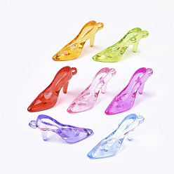 Couleur Mélangete Pendentifs acryliques transparents , chaussures à talons hauts, couleur mixte, 23x45.5x16mm, trou: 2.5 mm, environ 70 pcs / 500 g