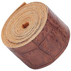 Brun De Noix De Coco Tissu en cuir pu tissu à motif d'alligator, pour chaussures sac couture patchwork bricolage artisanat appliques, brun coco, 3.75x0.1 cm, 2m/rouleau