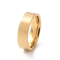 Golden 201 Stainless Steel Plain Band Ring for Women, Golden, 6mm, Inner Diameter: 17mm