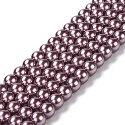 Thistle Eco-Friendly Grade A Glass Pearl Beads, Pearlized, Round, Thistle, 6mm, Hole: 1.2~1.5mm, about 68pcs/Strand, 16''(40.64cm)