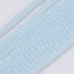 Light Sky Blue Imitation Jade Glass Beads Strands, Faceted, Rondelle, Light Sky Blue, 3x2mm, Hole: 0.8mm, about 185~190pcs/strand, 16.9~17.3 inch(43~44cm)