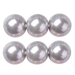 WhiteSmoke Eco-Friendly Dyed Glass Pearl Round Beads Strands, Grade A, Cotton Cord Threaded, WhiteSmoke, 14mm, Hole: 0.7~1.1mm, about 30pcs/strand, 15 inch