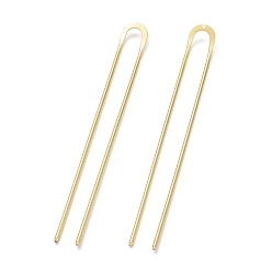Golden Brass Hair Fork Findings, U Shaped, Golden, 130x13.5x2mm, Hole: 1.4mm
