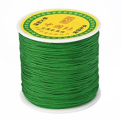 Vert Fil de nylon tressé, cordon de nouage chinois cordon de perles pour la fabrication de bijoux en perles, verte, 0.8 mm, environ 100 mètres / rouleau