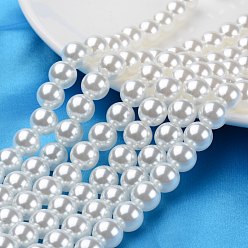 White ABS Plastic Imitation Pearl Round Beads, White, 6mm, Hole: 1mm, about 4700pcs/500g