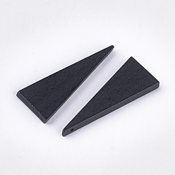Черный Расписные деревянные подвески, треугольные, чёрные, 39.5x14x4 мм, отверстие : 1 мм