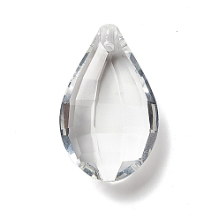 Clair Pendentifs en verre transparent, pour pendentifs suspendus en cristal lustre, facette, larme, clair, 36x22.5x11mm, Trou: 1.8mm
