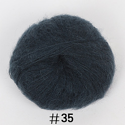 Prussian Blue 25g Angora Mohair Wool Knitting Yarn, for Shawl Scarf Doll Crochet Supplies, Prussian Blue, 1mm