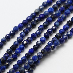Lapislázuli Naturales lapis lazuli de hebras de cuentas, ronda facetas, 3 mm, agujero: 0.8 mm, sobre 112 unidades / cadena, 15 pulgada