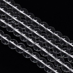 Прозрачный Черные круглые стеклянные бусины хрусталя, прозрачные, 8 мм, отверстие : 1 мм, около 54 шт / нитка, 15.7 дюйм