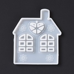 Белый Силиконовые формы для подвески дома, формы для литья смолы, для уф-смолы, изготовление изделий из эпоксидной смолы, Новогодняя тема, белые, 88x77x6 мм, отверстие : 3 мм