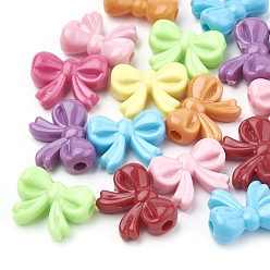 Mixed Color Opaque Acrylic Beads, Bowknot, Mixed Color, 15x20x8mm, Hole: 2mm, about 470~600pcs/500g