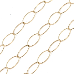 Oro Cadena de cable de acero inoxidable 304, cadenas de eslabones ovales, sin soldar, con carrete, dorado, 20x10x1 mm, aproximadamente 32.81 pies (10 m) / rollo
