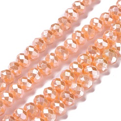 Orange Foncé Perles verre opaque brins, facette, rondelle, orange foncé, 8x6mm, Trou: 1mm, Environ 98 pcs/chapelet, 24.02'' (61 cm)