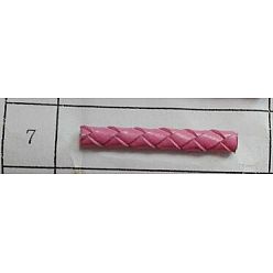 Flamingo Round Braided Cowhide Cords, Flamingo, 3mm, about 10.93 yards(10m)/roll