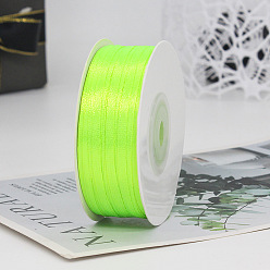 Green Yellow Polyester Double-Sided Satin Ribbons, Ornament Accessories, Flat, Green Yellow, 3mm, 100 yards/roll