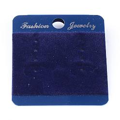Midnight Blue Plastic Display Card, with Velours, Used For Earring and Earring Pendant, Midnight Blue, 50x45x1mm