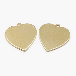 Real 18K Gold Plated Brass Pendants, Stamping Blank Tag, Heart, Real 18K Gold Plated, 23x22.5x1mm, Hole: 1mm