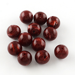 Rouge Foncé Perles acryliques de pierres précieuses imitation ronde, rouge foncé, 6mm, trou: 1.5 mm, environ 4100 pcs / 500 g