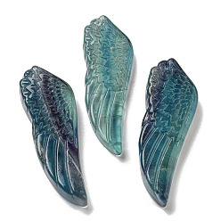 Fluorite Natural Fluorite Pendants, Carved Wing Charms, 56~59x19~22x7~10.5mm, Hole: 1.3mm