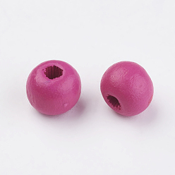 Camellia Natural Wood Beads, Dyed, Round, Camellia, 8x7mm, Hole: 2~3mm, about 2770pcs/500g