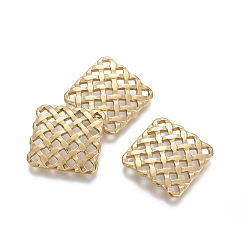Golden Vacuum Plating 304 Stainless Steel Filigree Joiners, Square, Golden, 24x24x2mm, Hole: 2.3x2.3mm