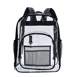 Black Transparent PVC & Nylon Backpacks, for Women Girls, Black, 42x33x17cm
